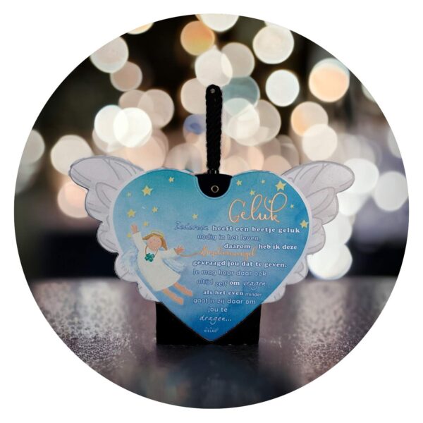 Keramieken hanger met gedichtje en GELUK