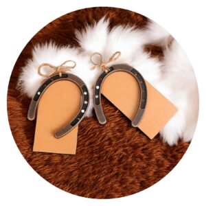 Hoefijzer met label en touwtje