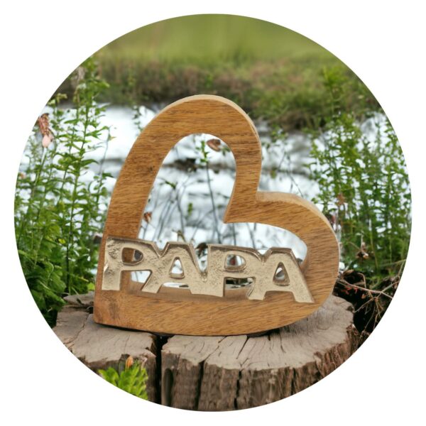 Houten mangohouten standaard met PAPA