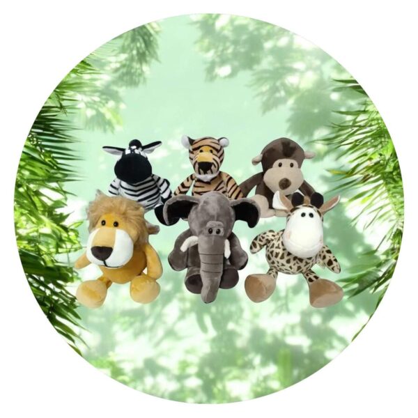 Jungle Knuffels Zebra Tijger Aap Leeuw Olifant Giraffe 1