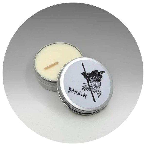 Kaarsje in blik met leuke tekst Beterschap