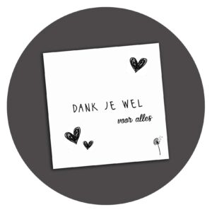 Zwart-wit kaart Dank Je Wel