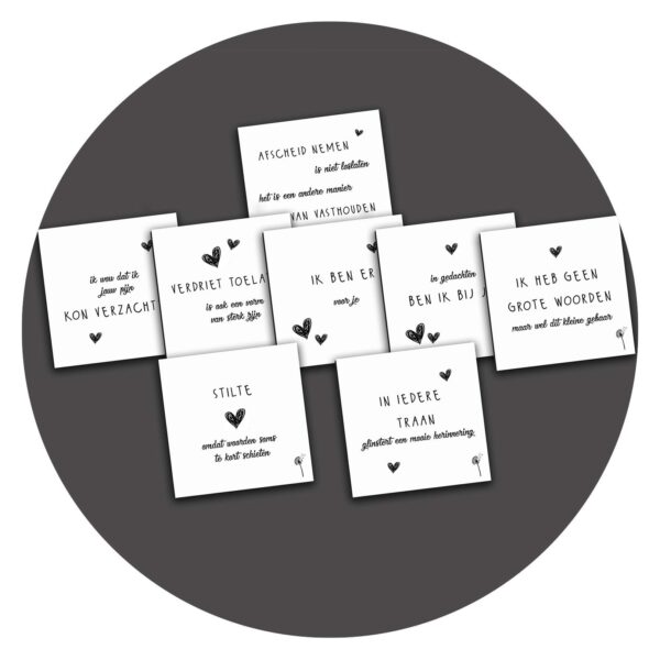 Set van 8 troostkaartjes, Verdriet
