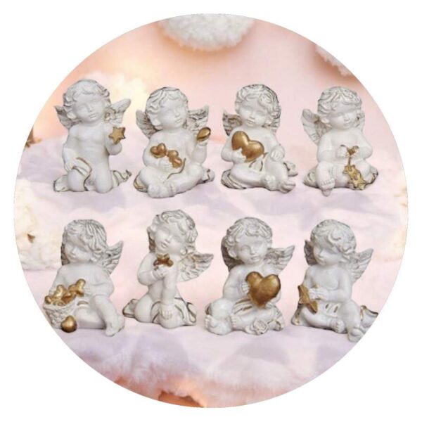 Keramieken engeltjes met gouden hart