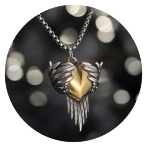 Ketting met goudkleurig hart en vleugels