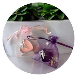 Lief kaarsje met vlindertje roze en paars