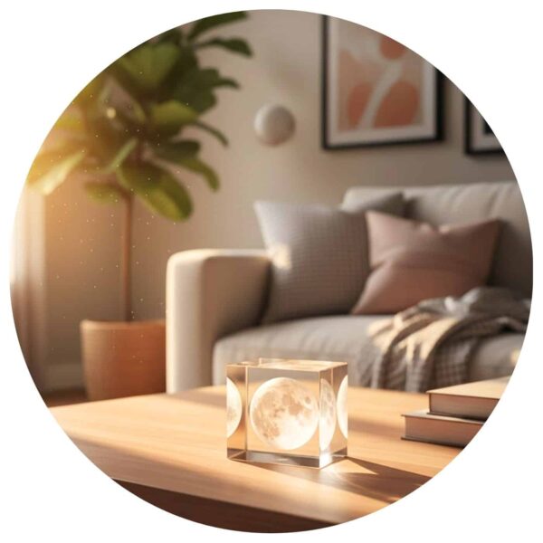 maan in gals in woonkamer