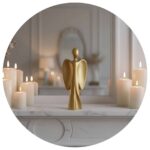 moderne gouden engel met kaarsen