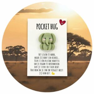 Pocket Hug olifant bikkel Nederlandse tekst