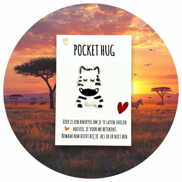 Pocket Hug knuffelzebra nederlandse tekst