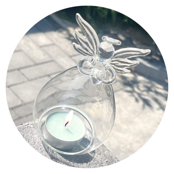 Theelichtje engel glas