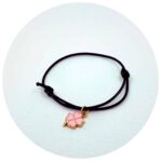 veterarmvand zwart klaver vier goud roze