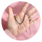 Veterketting met rozenkwarts hartje