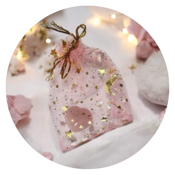 Zakje met hartvormig Rozenkwarts