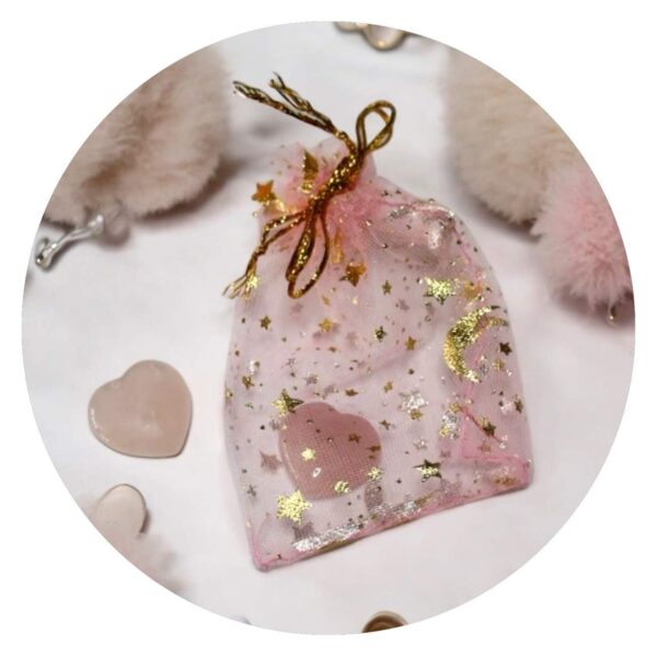 Zakje met hartvormig Rozenkwarts