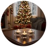 Drie lichtjes in stervorm kerstsfeer