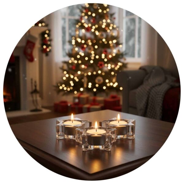 Drie lichtjes in stervorm kerstsfeer